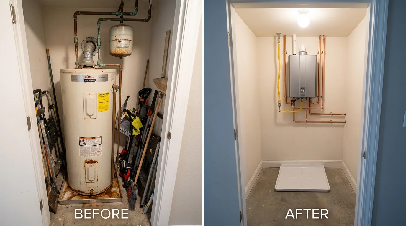 Tank water heater versus wall-mounted tankless unit comparison for Decatur, MS homeowners